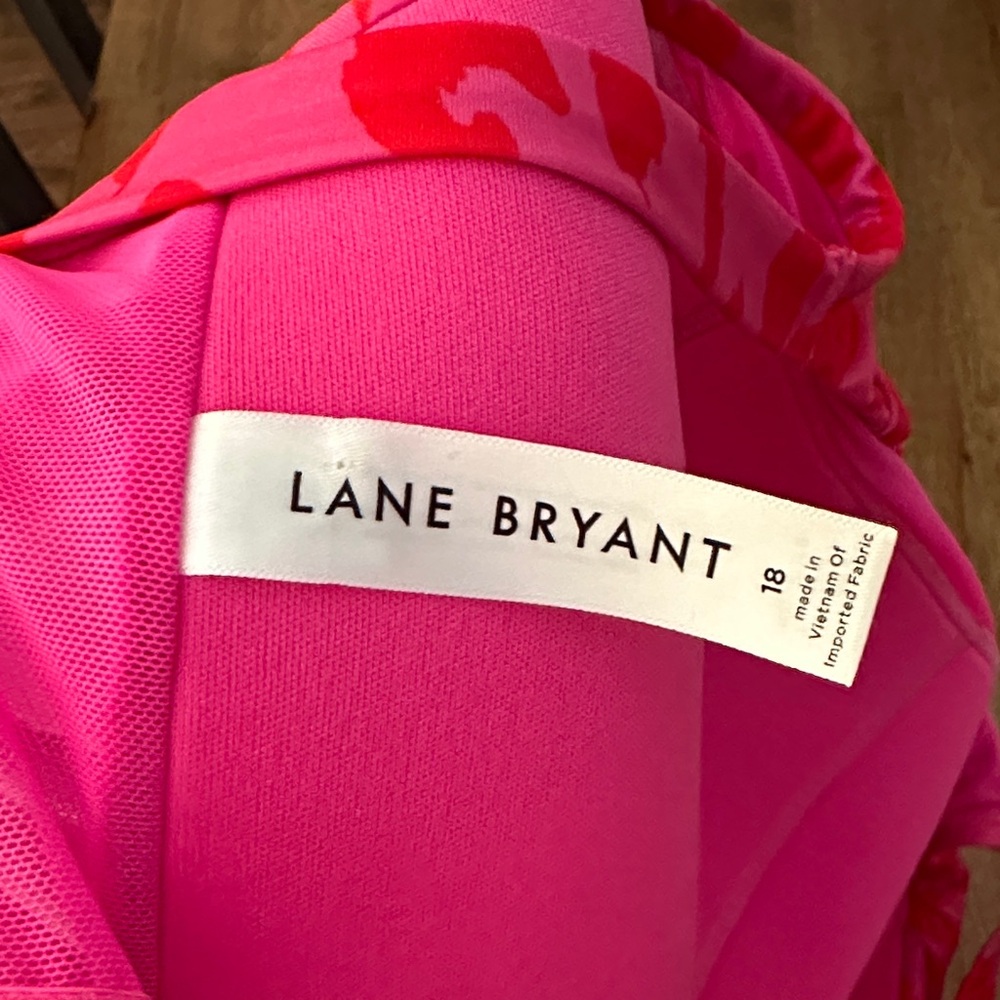 Lane Bryant Hot Pink Leopard Print Tankini Bathing Suit Top Size 18 - Picture 2 of 8